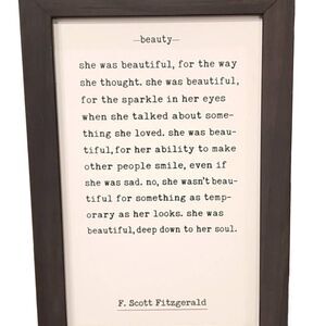 Petal Lane Homes "Beauty" Scott Fitzgerald Wooden Framed Wall Decor